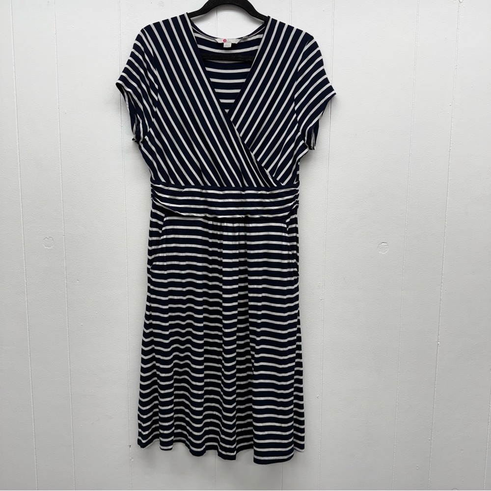 Boden Lola Navy Stripe Jersey Dress Size 12R
